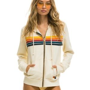Aviator Nation 5 stripe Unisex hoodie Vintage white XXL